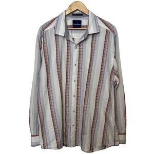 Tommy Bahama Size XL Silk Blend Plaid Striped Long Sleeve Shirt
